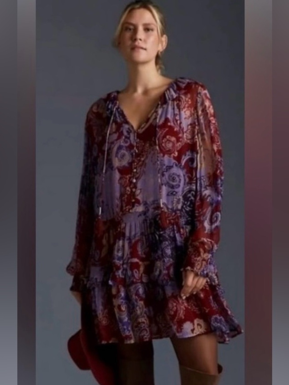 Anthropologie Marais Printed Chiffon Dress